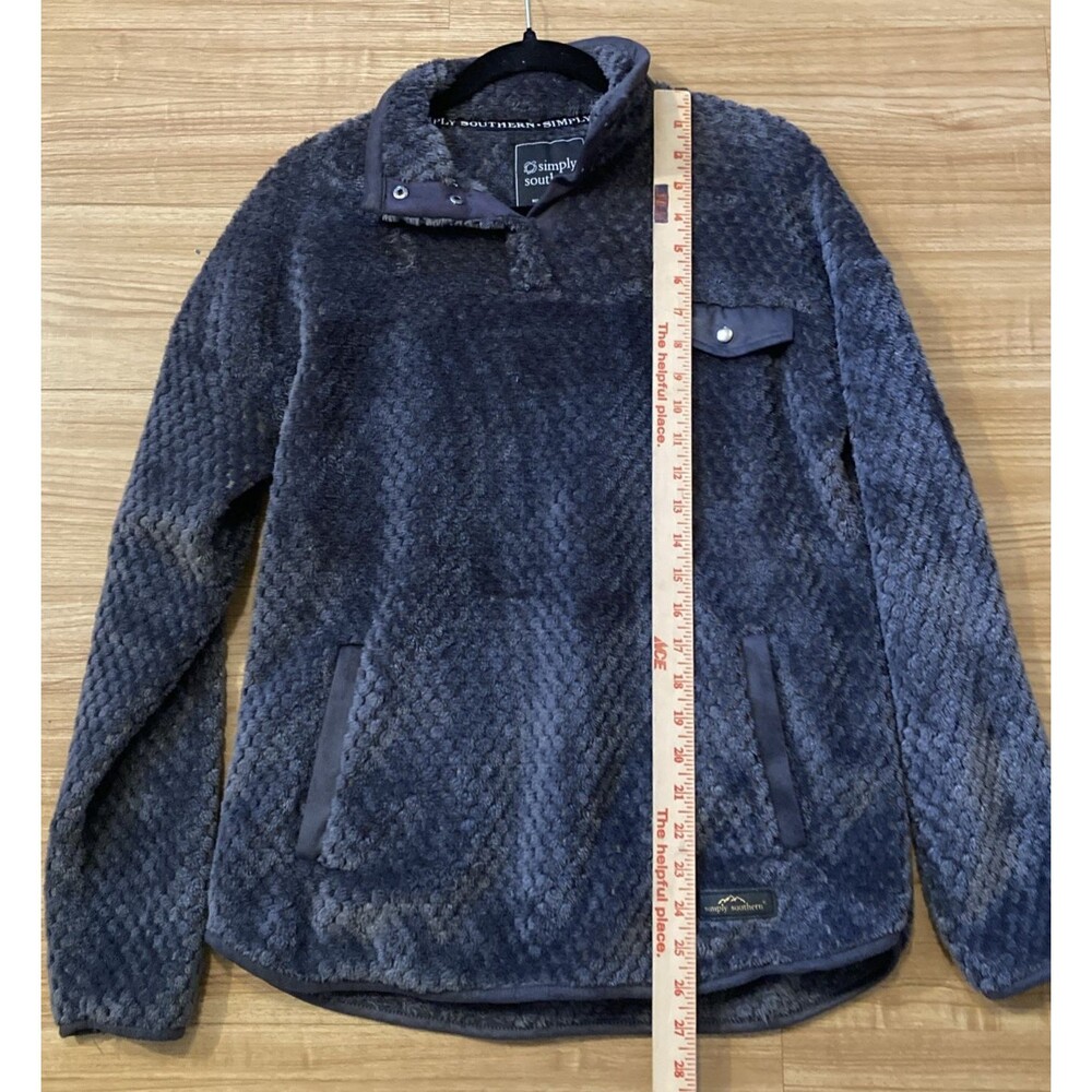Simply Southern Womens M Grey Textured Fleece Pullover Sweatshirt Cozy Warm - Picture 3 of 7